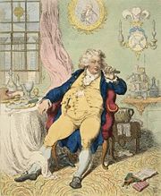 "A Voluptuary Under The Horrors of Digestion," a caricature by James Gillray