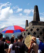 Tourists in Borobudur.