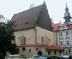 View of the synagogue of Rabbi Judah Loew, now called the Old New Synagogue, in Prague.