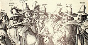 A contemporary sketch of the Gunpowder Conspirators.