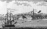 French view of the fort at Saint-Louis island, 1814.