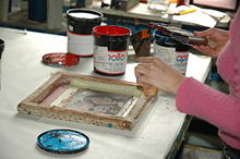 Screen printing in progress
