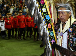 An Aboriginal leader at the 13th Annual Canadian Aboriginal Festival.