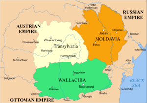 The location of the principality of Moldavia. (1800 map, Moldavia in dark orange)