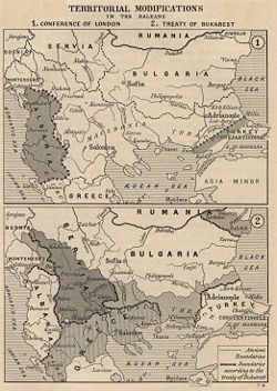 Boundaries on the Balkans after the First and the Second Balkan War.