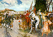 The Capitulation of Granada, by Francisco Pradilla y Ortiz. Sultan Boabdil before Ferdinand and Isabella. Oil on canvas, 1882.