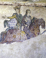 Eleanor of Aquitaine riding with her son John.