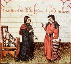 Gilles Binchois (right), with Guillaume Dufay