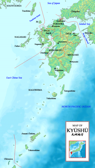 Map of Kyūshū region with prefectures