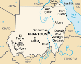 Map of Sudan with Khartoum