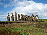 Ahu Tongariki, restored in the 1990s