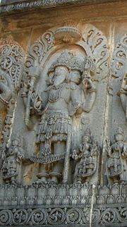 Temple carving representing Brahma or God as Creator (not to be confused with Brahman).