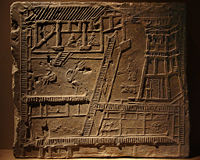 Eastern Han tomb brick depicting the courtyard of a wealthy family's home. Zhang enjoyed a short period of retirement at his home in Xi'e, Nanyang, before being called back to the capital, where he died in 139.