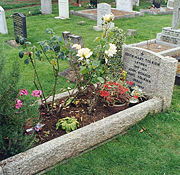 The grave of J. R. R. and Edith Tolkien, Wolvercote Cemetery, Oxford.