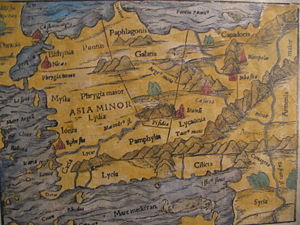 Medieval map of Asia Minor shows Phrygia to the west of Galatia and north of the Maeander River (click to enlarge)