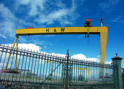 The Harland and Wolff cranes in Belfast, Northern Ireland.