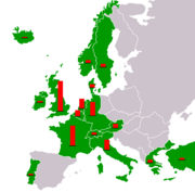 Map showing recipients of aid from the Marshall Plan.