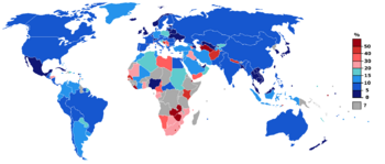 CIA figures for world unemployment rates, 2006