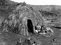 Apache wickiup, by Edward S. Curtis, 1903