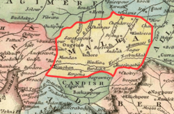 Malwa and neighborhood according to the historical map of India by Fielding Lucas Jr. (1823).