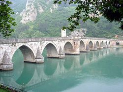 The Višegrad bridge crossing the river Drina, built during the Ottoman Era.
