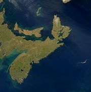 A satellite photo of Nova Scotia.