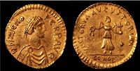 A coin issued by Emperor Zeno during his second reign