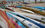 Surf kayaks (ski) Alexandra Heads Surf Life Saving Club, Queensland.