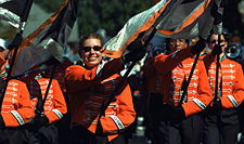 Clemson University's Color guard performs during pre-game ceremonies