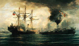 Naval Battle of Iquique. The Esmeralda versus The Huascar