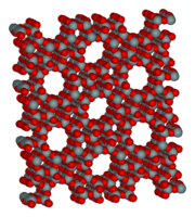The microporous molecular structure of a zeolite, ZSM-5.