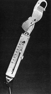 A spring weighing scale can be used to measure the weight of an object or a force transmitted through the scale.