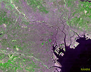 Satellite photo of Tokyo taken by NASA's Landsat 7.