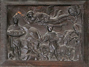 Panel from door of Santa Sabina showing a scene from an apocryphal Old Testament section of the Book of Daniel, "Bel and the Dragon"