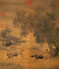 Willow tree in a painting by Chinese artist Li Di, twelfth century, Song Dynasty