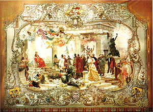 Vlaho Bukovac: Hrvatski narodni preporod, Curtain at Croatian National Theatre in Zagreb.