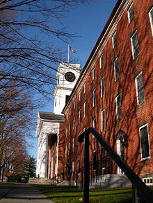 College Row, consisting of Williston, South, North, and Appleton Halls, with Johnson Chapel at center