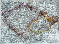 Historical map with Bohemia proper outlined in pink, Moravia in yellow, and Habsburg Silesia in orange
