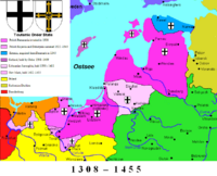 The Livonian Order joined the Teutonic Order in 1237; the Monastic State of the Teutonic Order around 1455