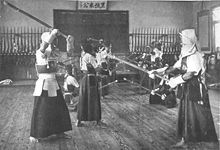 Kendo at an agricultural school in Japan around 1920