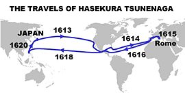 Itinerary and dates of the travels of Hasekura Tsunenaga