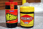 Vegemite and Marmite, products made from yeast extract.