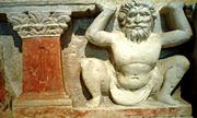 Greco-Buddhist (c. 0-200 B.C.E.) Atlas, supporting a Buddhist monument, Hadda, Afghanistan