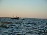 A charter fishing boat on the Chesapeake Bay