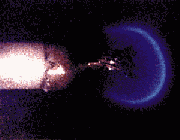 Candle flame in orbital conditions. NASA image.
