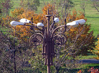 Closeup of the lights in front of Palace of the Parliament.