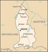 Map of the Principality of Liechtenstein.