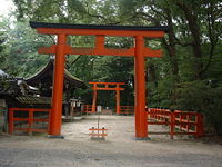 A pair of torii gates at the Shimogamo Shrine