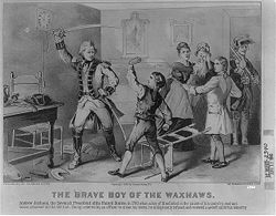 Jackson refusing to clean a British officer's boots (1876 lithography)