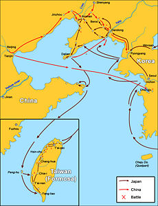 First Sino-Japanese War, major battles and troop movements